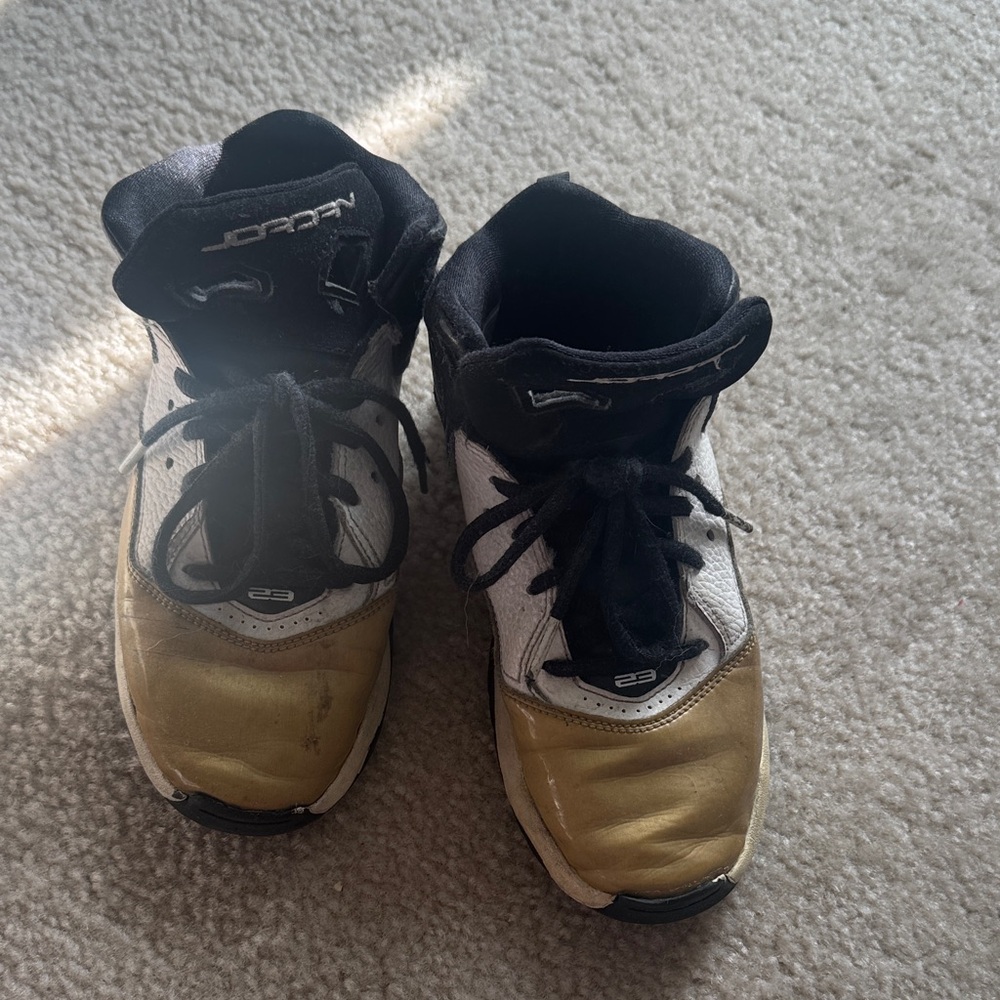 Jordan Kids' White and Gold Sneakers